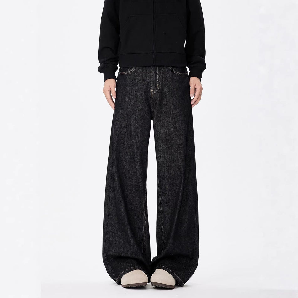Men’s American Retro Wide-Leg Draping Jeans