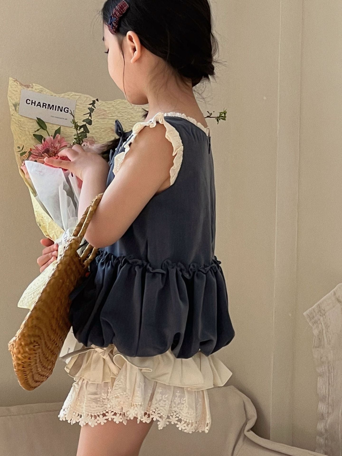 Girls Cherry Bow Lace Skirt Pants Set Summer 2026 – Summer Kids Fashion Nepal | Tudoholic