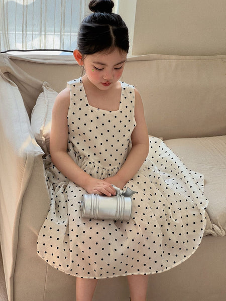 Girls Polka Dot Square Collar Princess Dress 2026 – Kids Fashion Nepal | Tudoholic