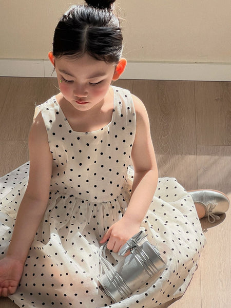 Girls Polka Dot Square Collar Princess Dress 2026 – Kids Fashion Nepal | Tudoholic