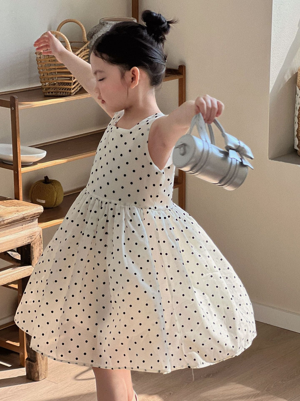 Girls Polka Dot Square Collar Princess Dress 2026 – Kids Fashion Nepal | Tudoholic