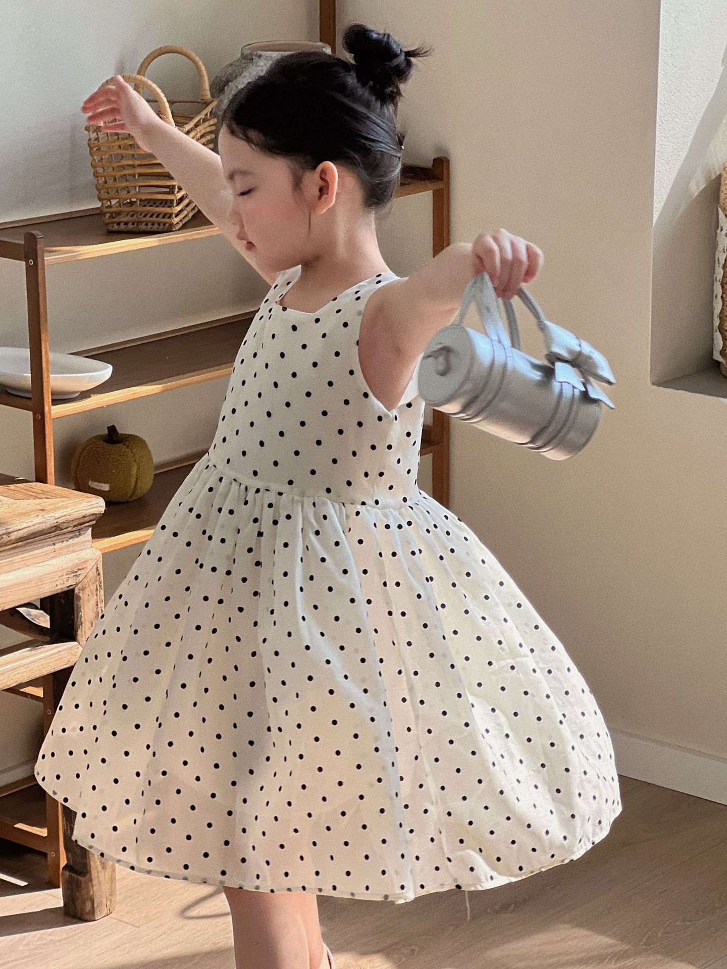 Girls Polka Dot Square Collar Princess Dress 2026 – Kids Fashion Nepal | Tudoholic