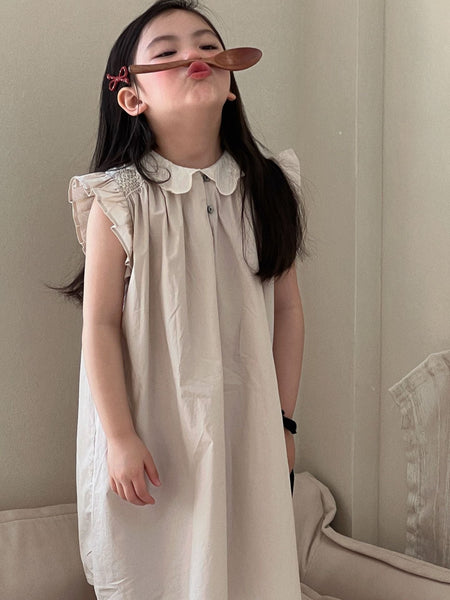 Girls Cotton Lapel Dress Flying Sleeve Summer 2026 – Summer Kids Fashion Nepal | Tudoholic