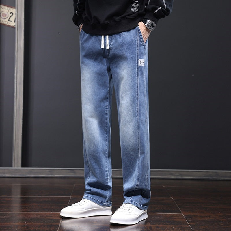 Men’s Distressed Nostalgic Wide-Leg Jeans