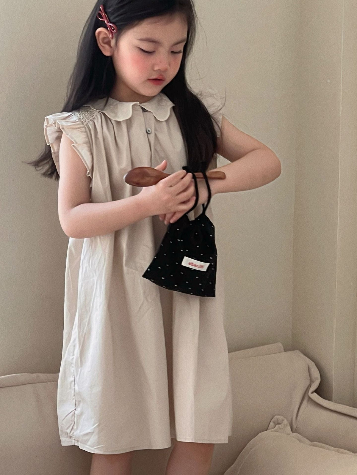 Girls Cotton Lapel Dress Flying Sleeve Summer 2026 – Summer Kids Fashion Nepal | Tudoholic