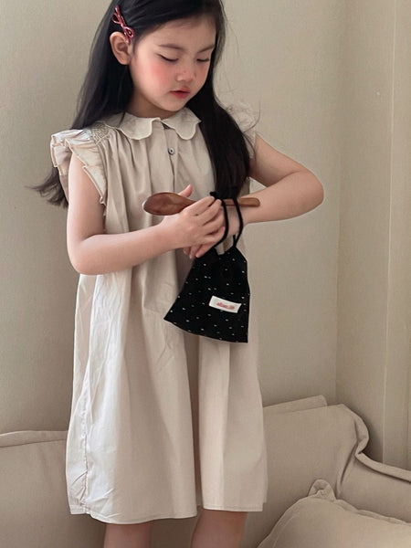 Girls Cotton Lapel Dress Flying Sleeve Summer 2026 – Summer Kids Fashion Nepal | Tudoholic