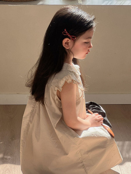 Girls Cotton Lapel Dress Flying Sleeve Summer 2026 – Summer Kids Fashion Nepal | Tudoholic