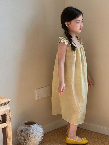 Girls Yellow Beach Suspender Dress Summer 2026 – Summer Kids Fashion Nepal | Tudoholic