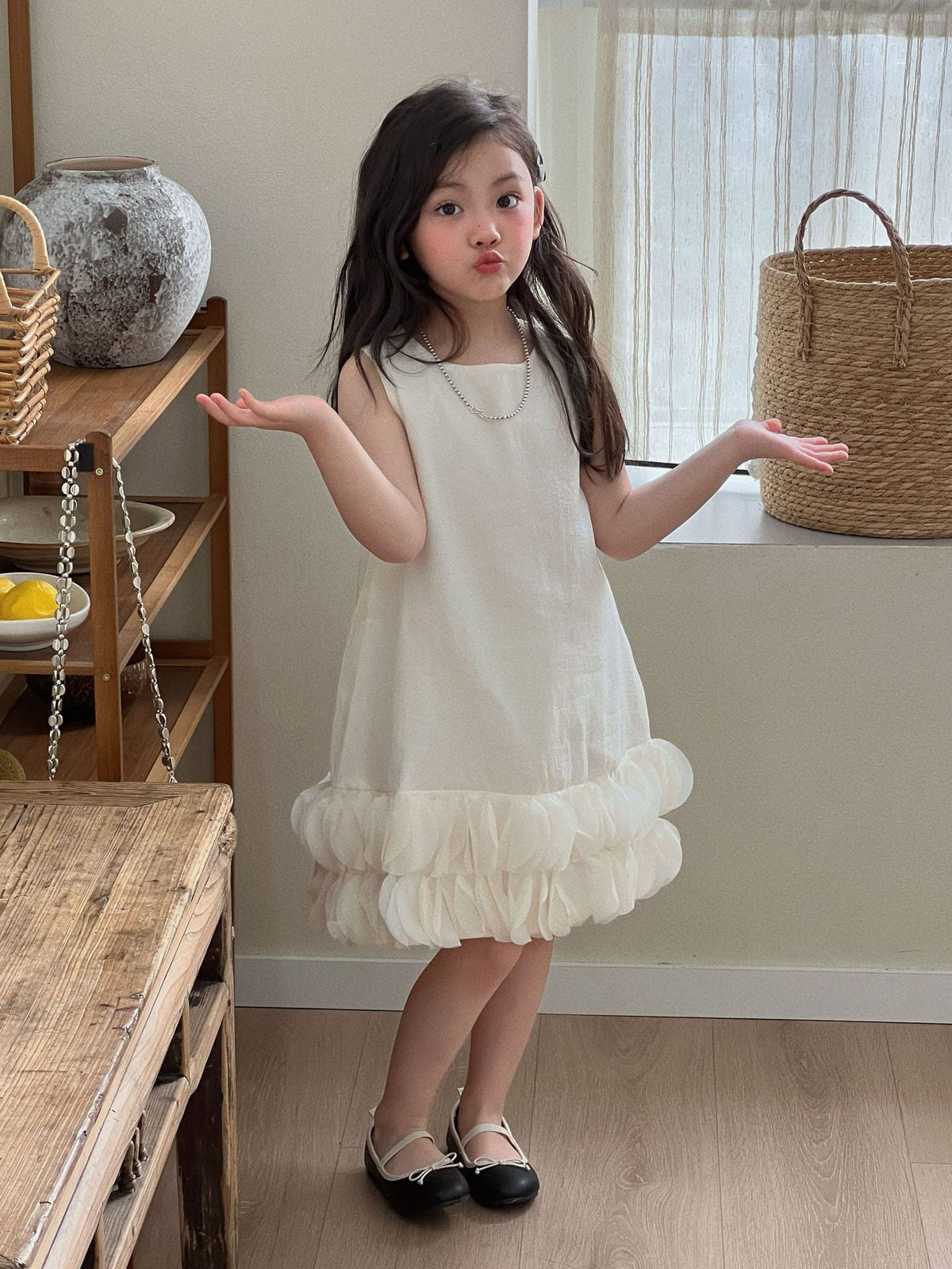 Girls Petal Vest Dress Korean Style Summer 2026 – Summer Kids Fashion Nepal | Tudoholic