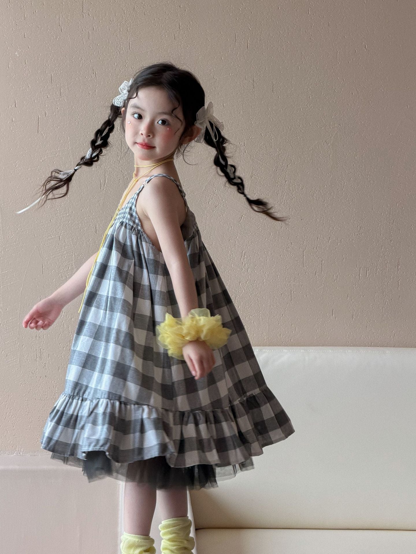 Girls Plaid Suspender Dress Mori Style 2026 Summer – Summer Kids Fashion Nepal | Tudoholic