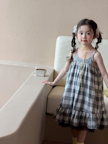 Girls Plaid Suspender Dress Mori Style 2026 Summer – Summer Kids Fashion Nepal | Tudoholic