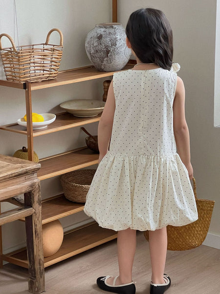 Girls Mori Polka Dot Strap A-Line Dress 2026 Summer – Summer Kids Fashion Nepal | Tudoholic