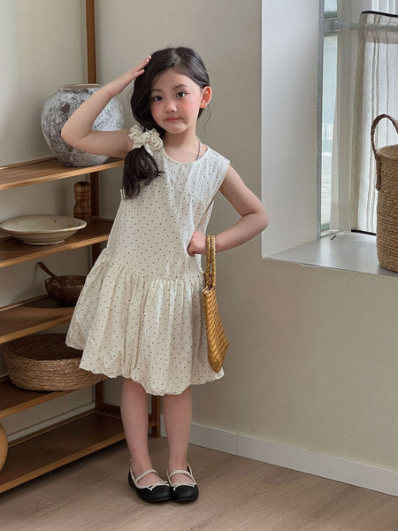 Girls Mori Polka Dot Strap A-Line Dress 2026 Summer – Summer Kids Fashion Nepal | Tudoholic