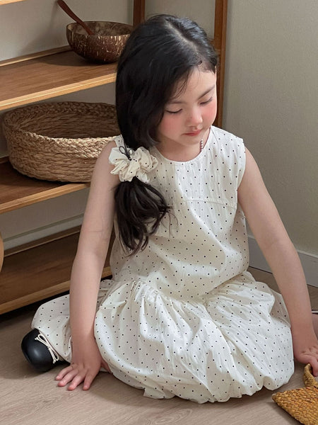 Girls Mori Polka Dot Strap A-Line Dress 2026 Summer – Summer Kids Fashion Nepal | Tudoholic
