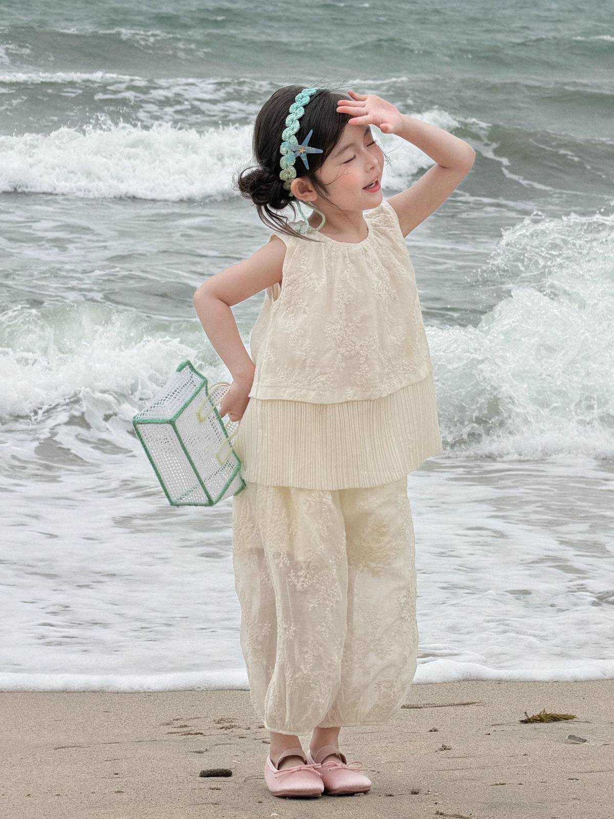 Girls Lace Embroidery Vest Pants Set Summer 2026 – Summer Kids Fashion Nepal | Tudoholic