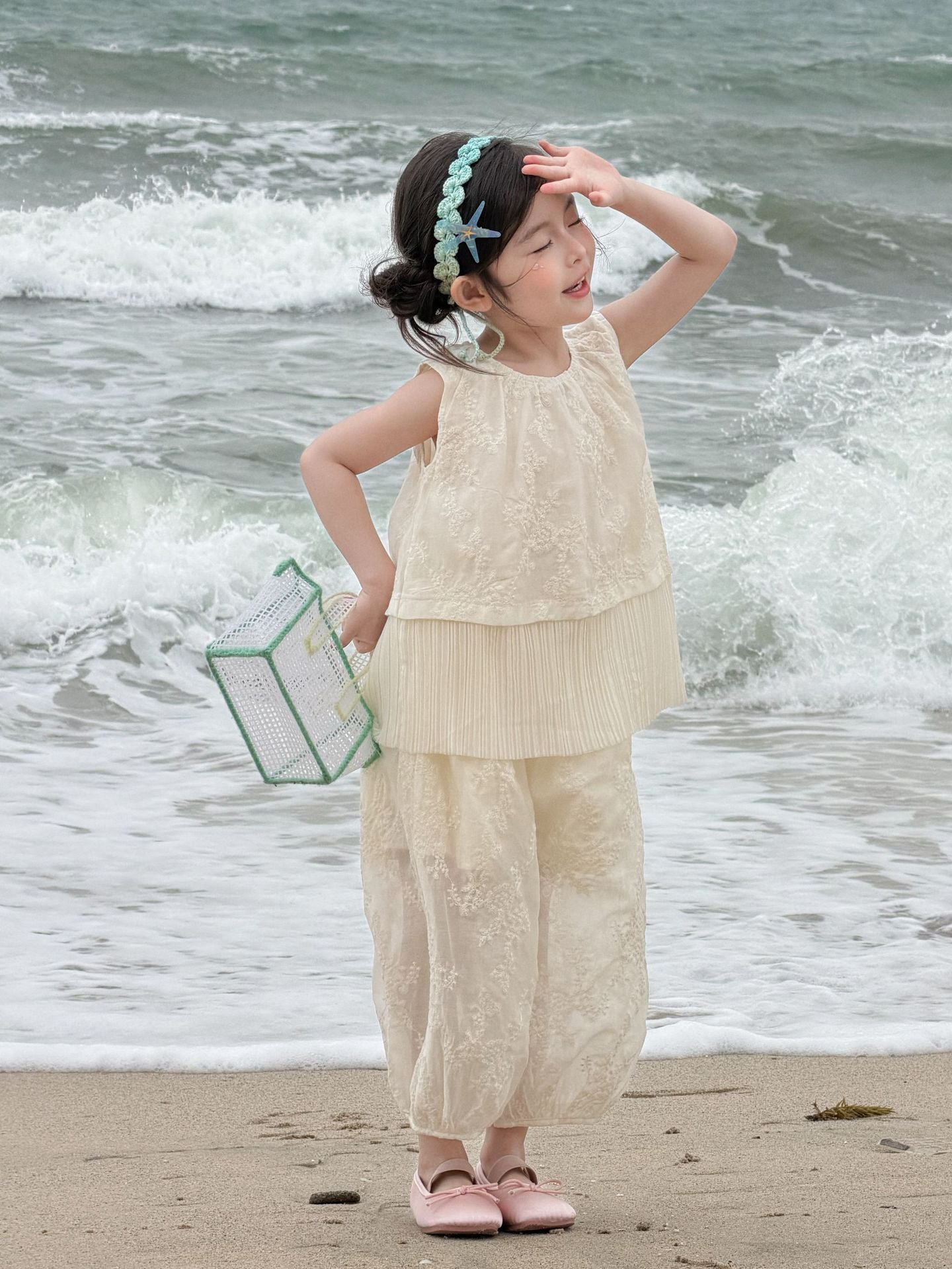 Girls Lace Embroidery Vest Pants Set Summer 2026 – Summer Kids Fashion Nepal | Tudoholic