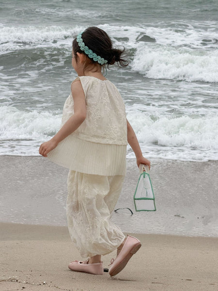 Girls Lace Embroidery Vest Pants Set Summer 2026 – Summer Kids Fashion Nepal | Tudoholic