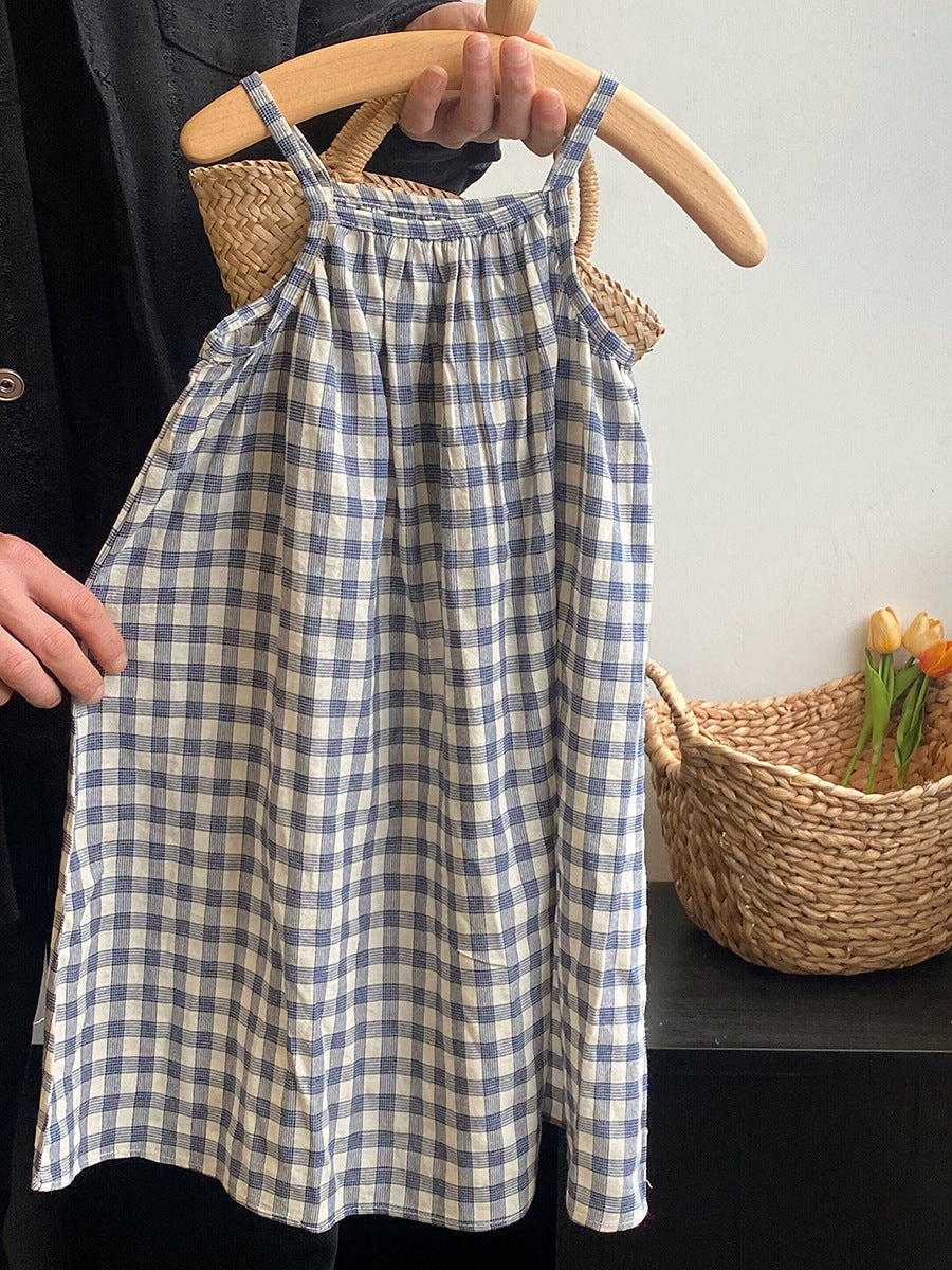 Girls Plaid Suspender Long Dress Summer 2026 – Summer Kids Fashion Nepal | Tudoholic