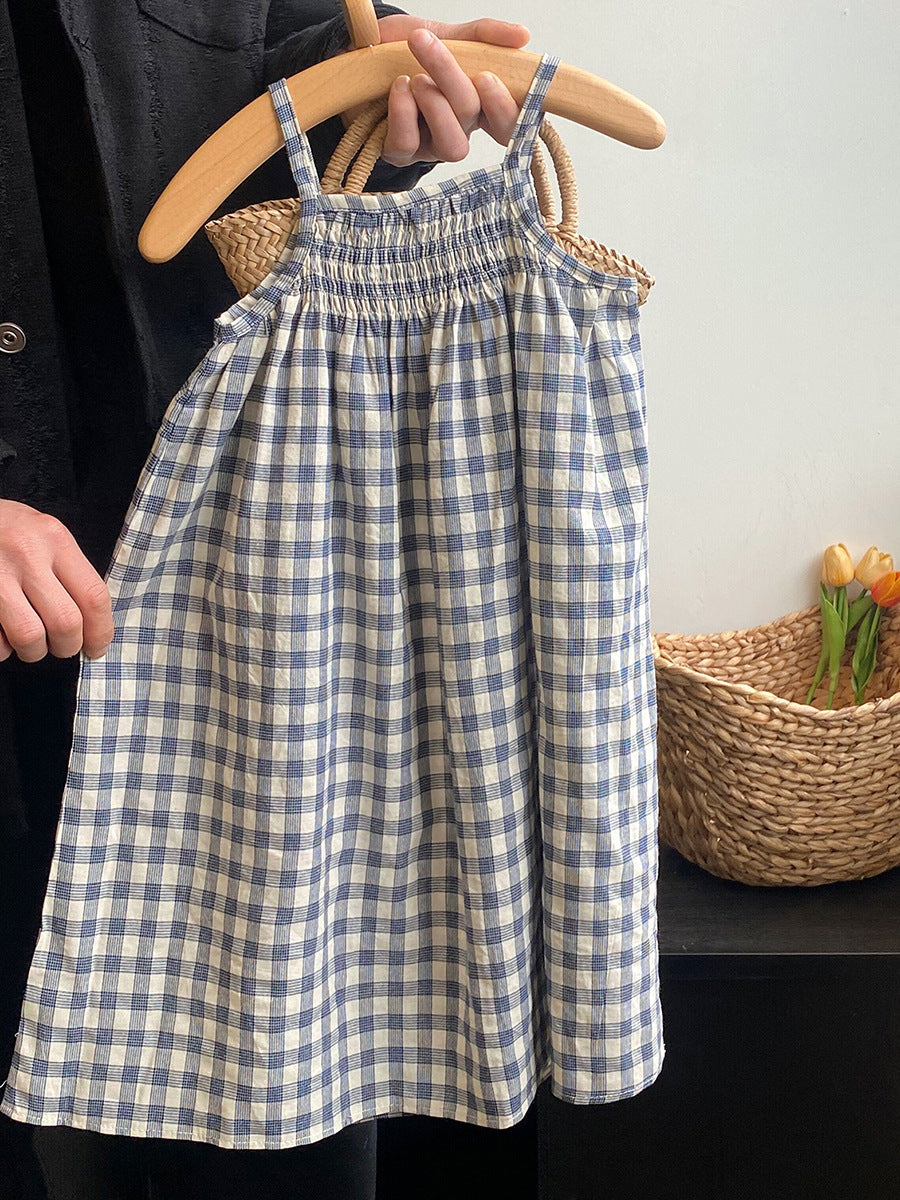 Girls Plaid Suspender Long Dress Summer 2026 – Summer Kids Fashion Nepal | Tudoholic