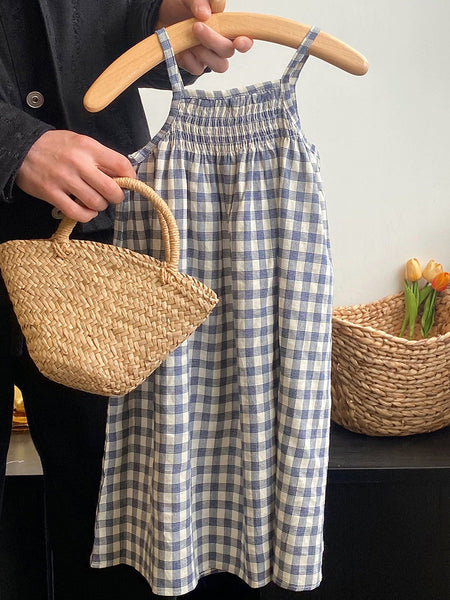 Girls Plaid Suspender Long Dress Summer 2026 – Summer Kids Fashion Nepal | Tudoholic