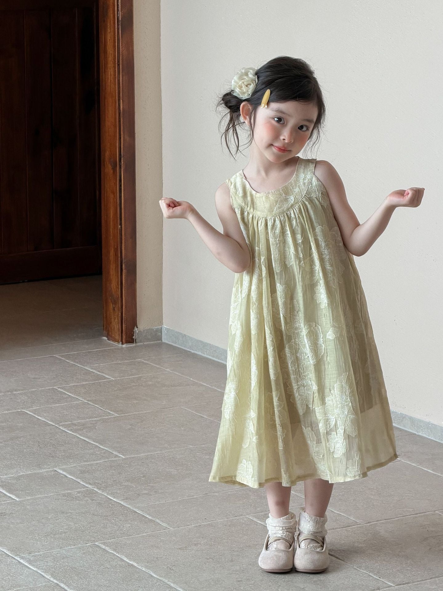 Girls Floral Vest A-Line Dress Mori Style 2026 – Kids Fashion Nepal | Tudoholic