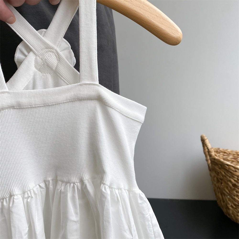 Girls White Suspender Princess Dress Summer 2026 – Summer Kids Fashion Nepal | Tudoholic