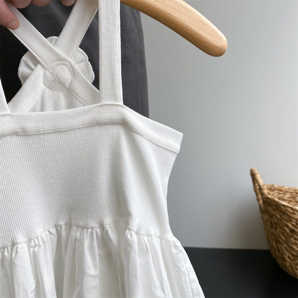 Girls White Suspender Princess Dress Summer 2026 – Summer Kids Fashion Nepal | Tudoholic