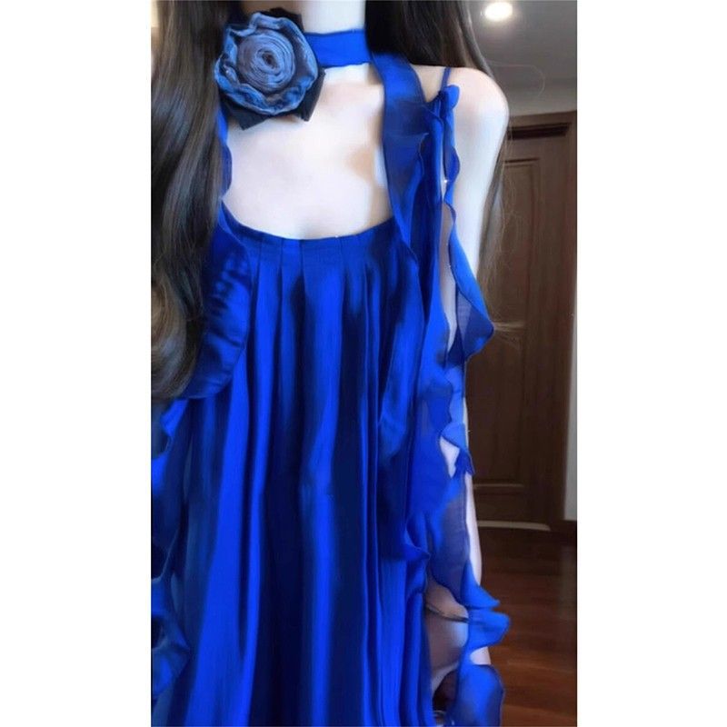 Blue Strap Fairy Beach Dress Women Summer 2026