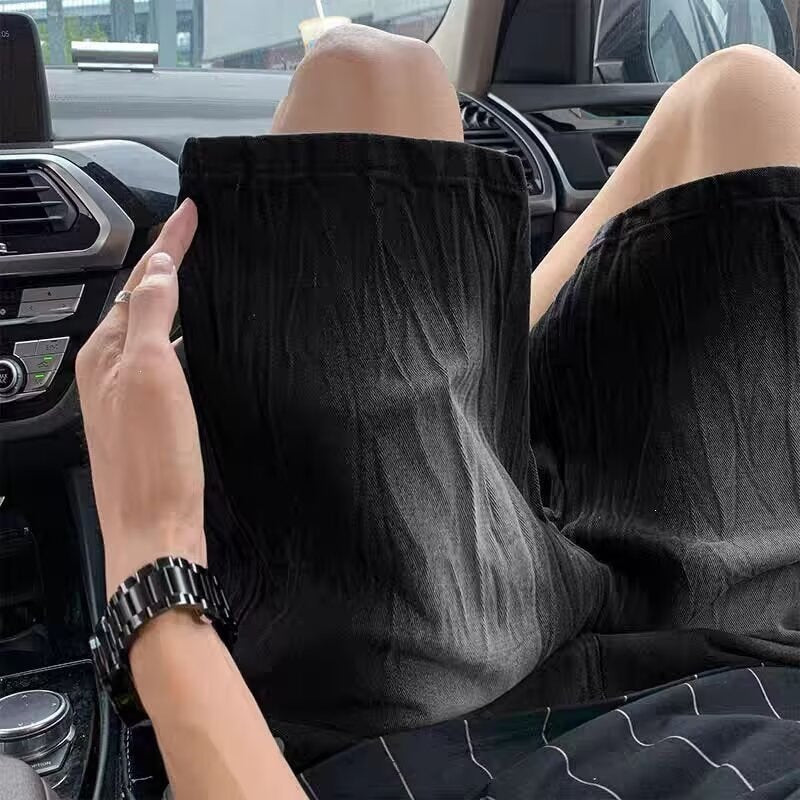 Men’s Lightning Pattern Wide-Leg Denim Shorts