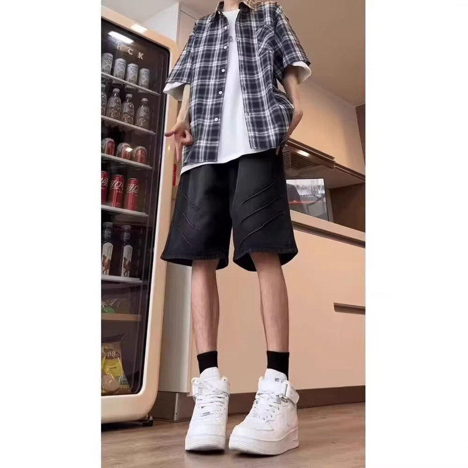 Men’s Vintage Washed Denim Belt Shorts