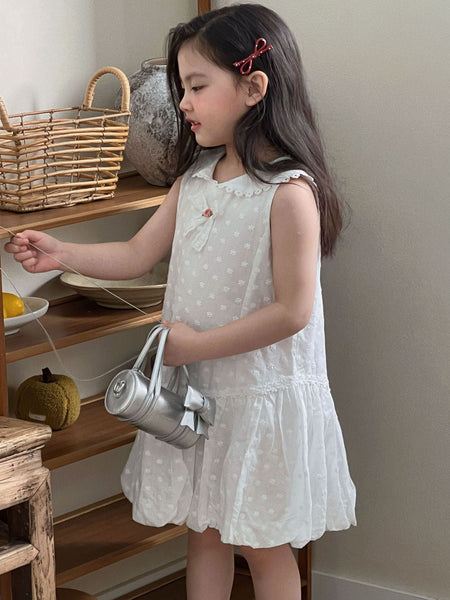 Girls White Flower Bud Princess Dress Summer 2026 – Summer Kids Fashion Nepal | Tudoholic