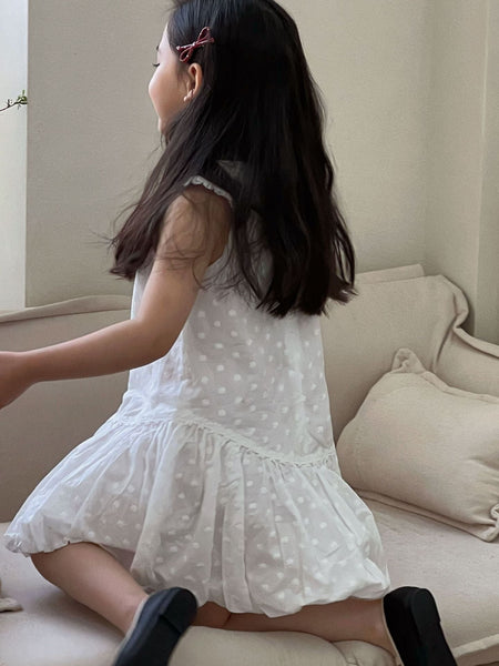 Girls White Flower Bud Princess Dress Summer 2026 – Summer Kids Fashion Nepal | Tudoholic