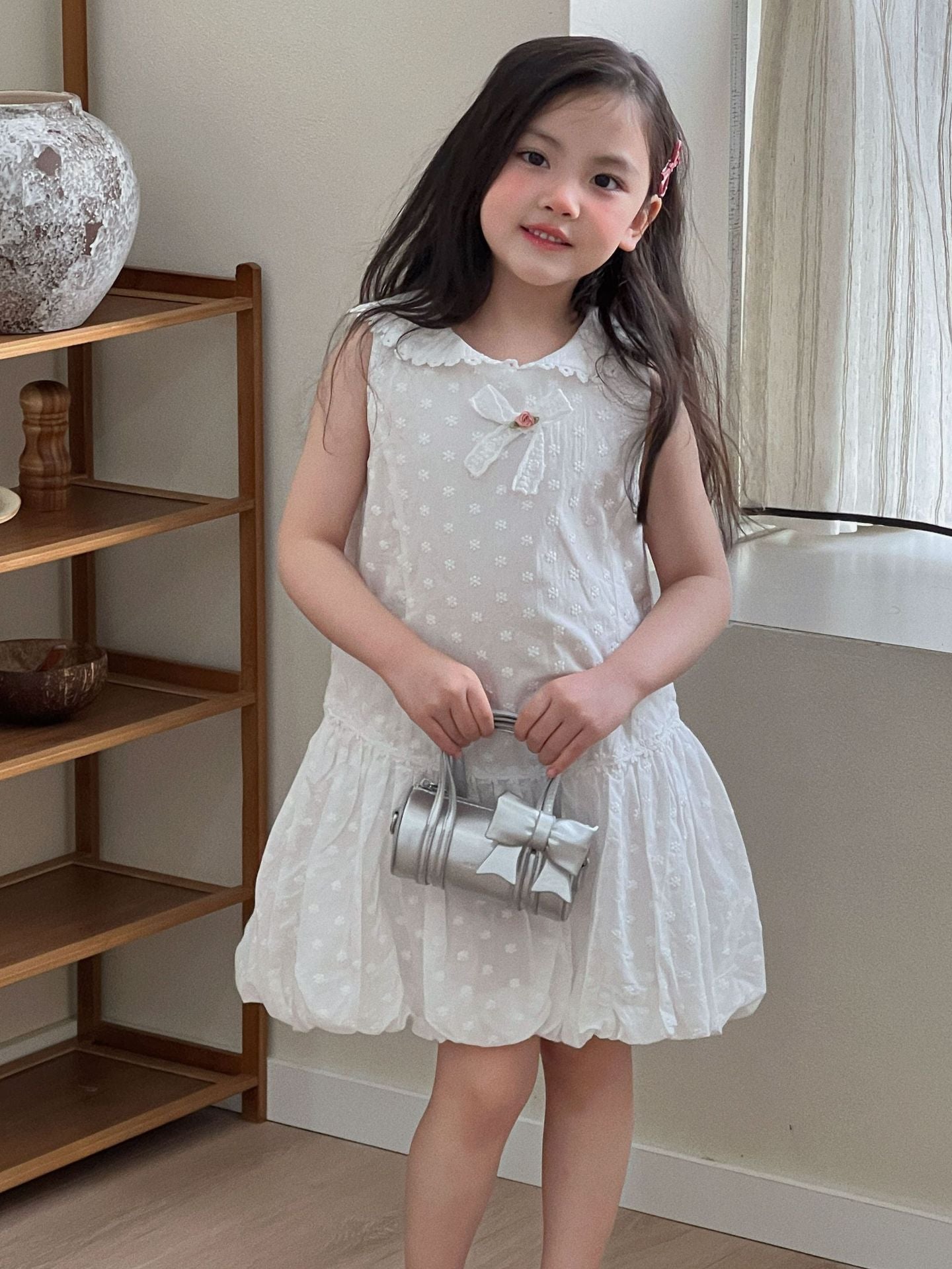 Girls White Flower Bud Princess Dress Summer 2026 – Summer Kids Fashion Nepal | Tudoholic