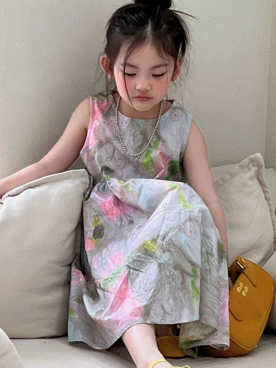Girls Sleeveless Vest Dress Printed Cotton Summer 2026 – Summer Kids Fashion Nepal | Tudoholic