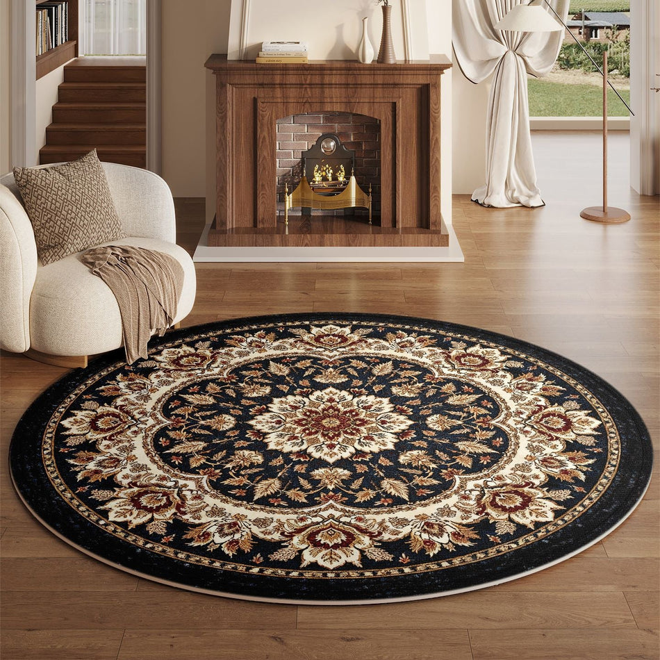 "Boho-Luxe" Elite: Large-Particle Retro Round Carpet