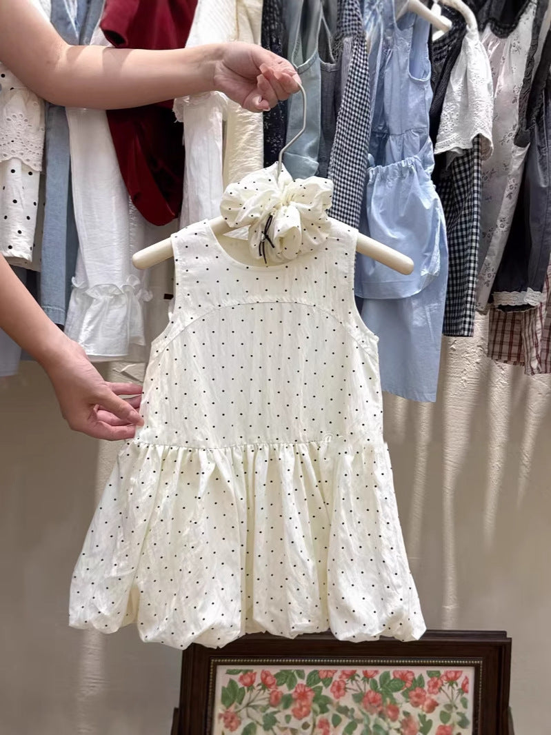 Girls Polka Dot Suspender A-Line Dress Summer 2026 – Summer Kids Fashion Nepal | Tudoholic