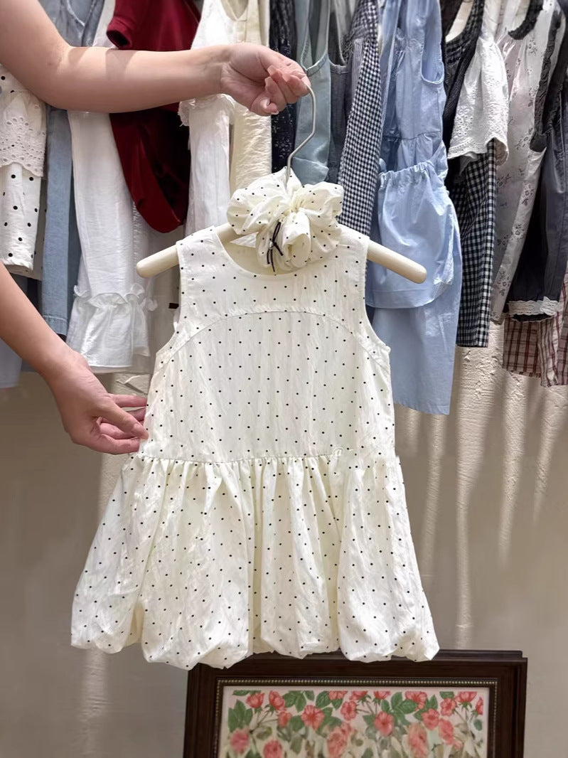 Girls Polka Dot Suspender A-Line Dress Summer 2026 – Summer Kids Fashion Nepal | Tudoholic