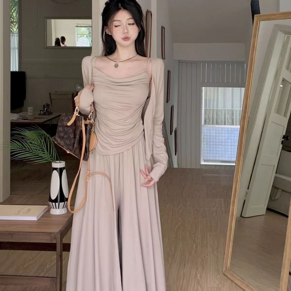 Elegant 3-Piece Cardigan Skirt Set Women Autumn