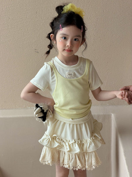 Girls Mori Fake Two-Piece Culotte Set Summer 2026 – Summer Kids Fashion Nepal | Tudoholic