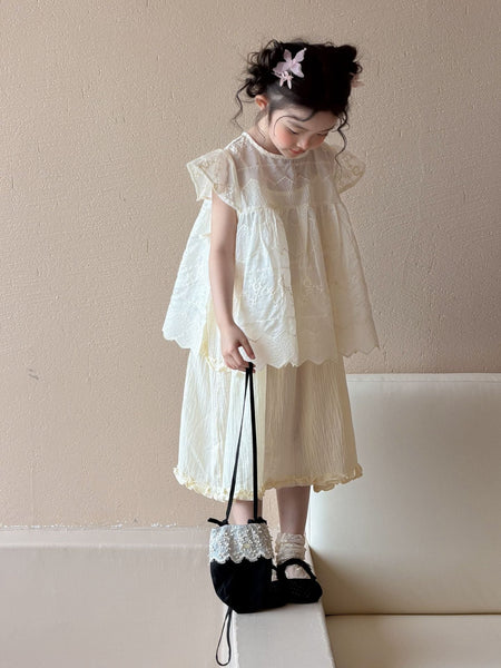 Girls Lace Two-Piece Skirt Set Summer 2026 – Summer Kids Fashion Nepal | Tudoholic
