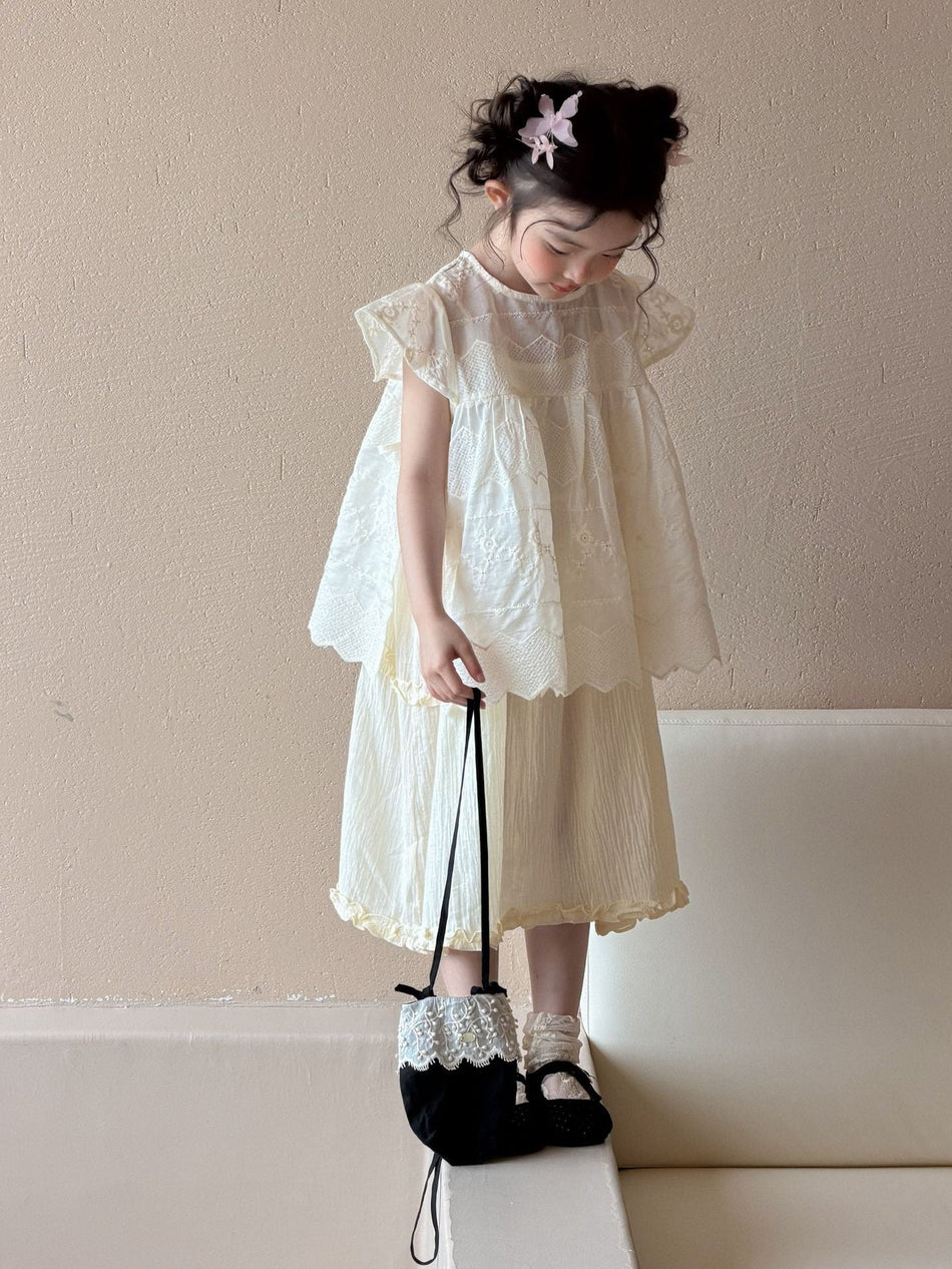 Girls Lace Two-Piece Skirt Set Summer 2026 – Summer Kids Fashion Nepal | Tudoholic