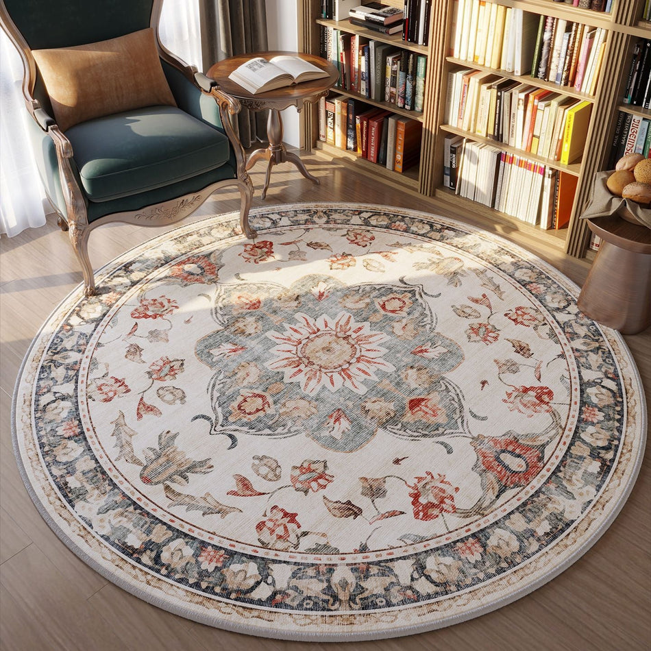 "Grand Medallion" Elite: Persian Round Fine Cashmere Mat