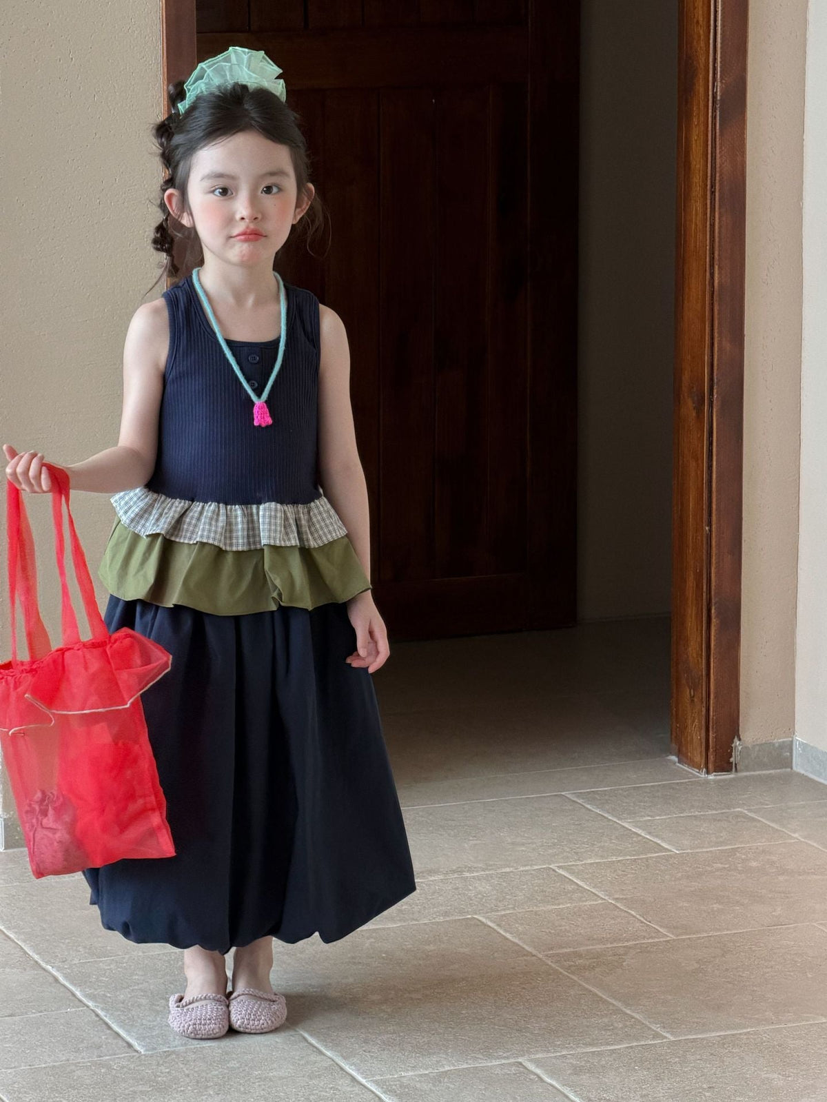 Girls Mori Plaid Ruffle Two-Piece Set Summer 2026 – Summer Kids Fashion Nepal | Tudoholic