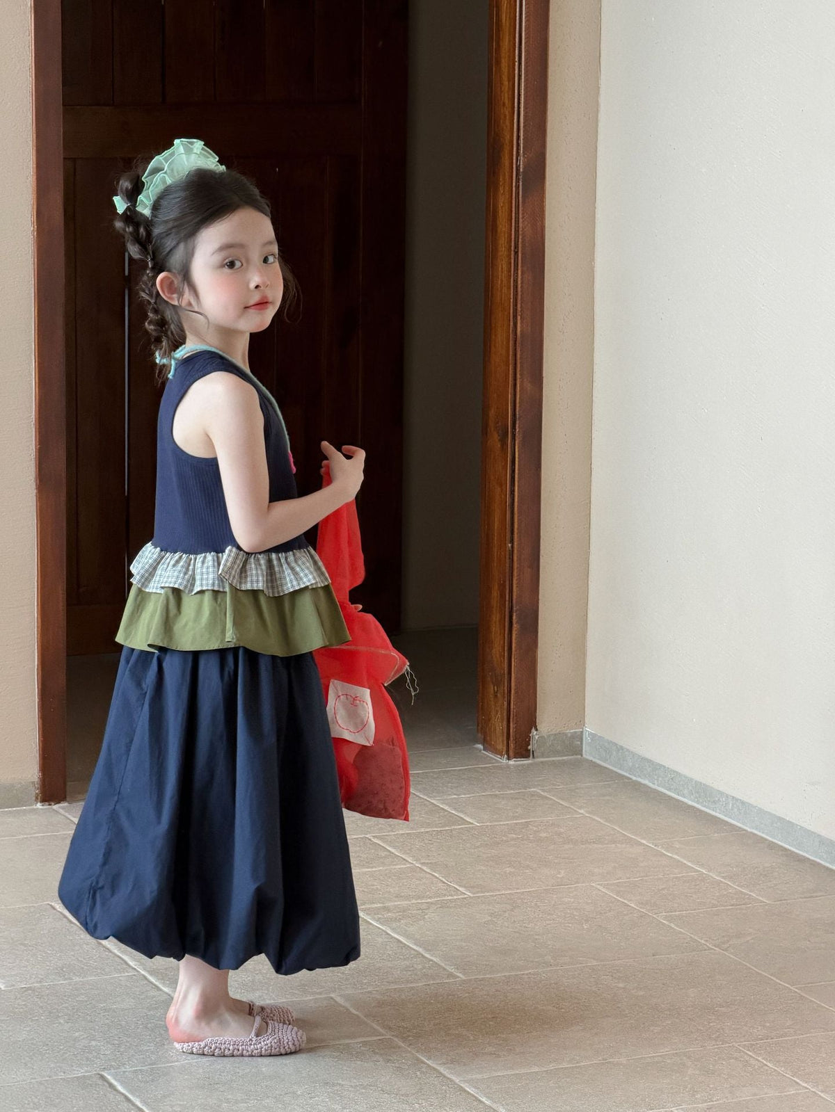 Girls Mori Plaid Ruffle Two-Piece Set Summer 2026 – Summer Kids Fashion Nepal | Tudoholic