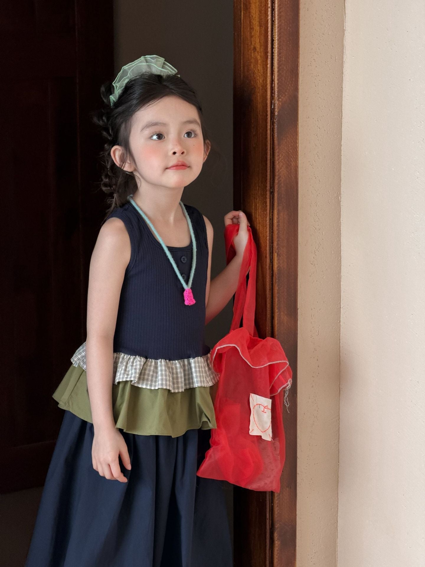 Girls Mori Plaid Ruffle Two-Piece Set Summer 2026 – Summer Kids Fashion Nepal | Tudoholic