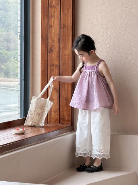 Girls Purple 3-Piece Wide Leg Set Summer 2026 – Summer Kids Fashion Nepal | Tudoholic