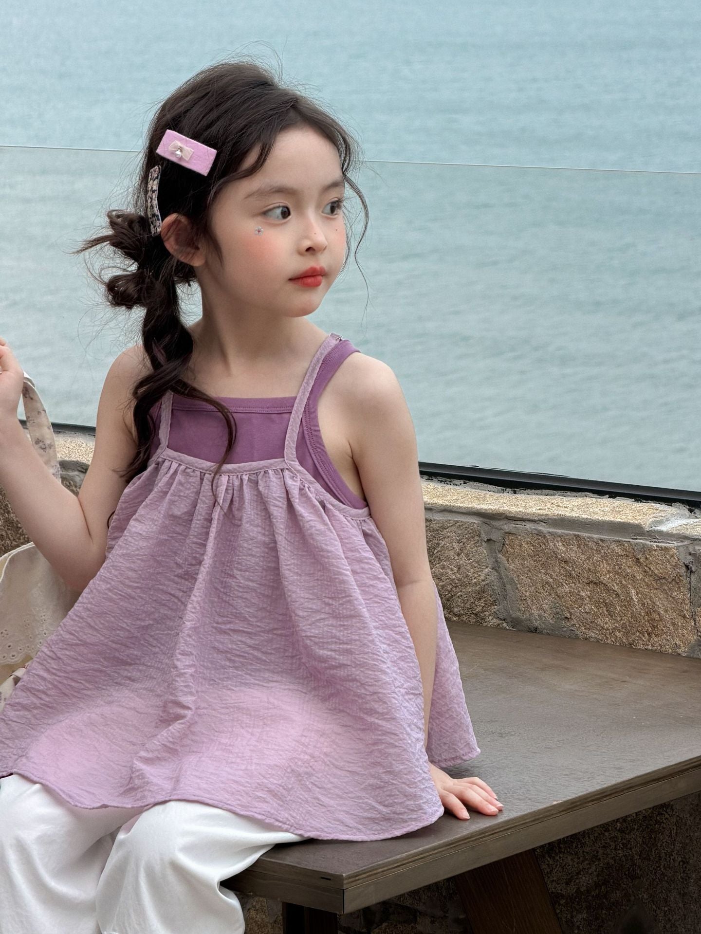 Girls Purple 3-Piece Wide Leg Set Summer 2026 – Summer Kids Fashion Nepal | Tudoholic