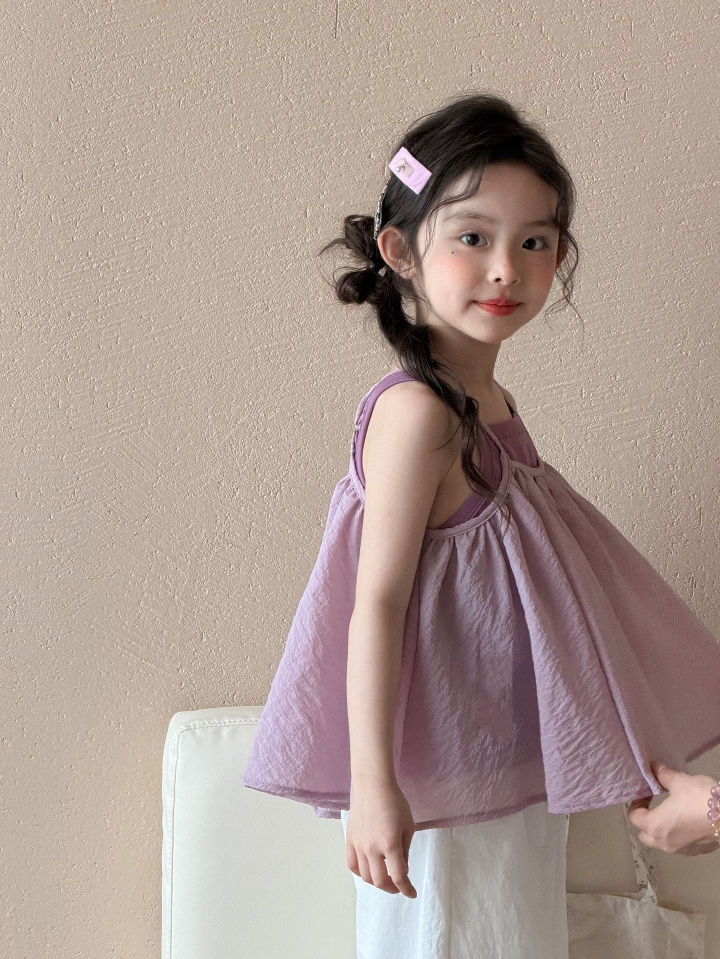 Girls Purple 3-Piece Wide Leg Set Summer 2026 – Summer Kids Fashion Nepal | Tudoholic