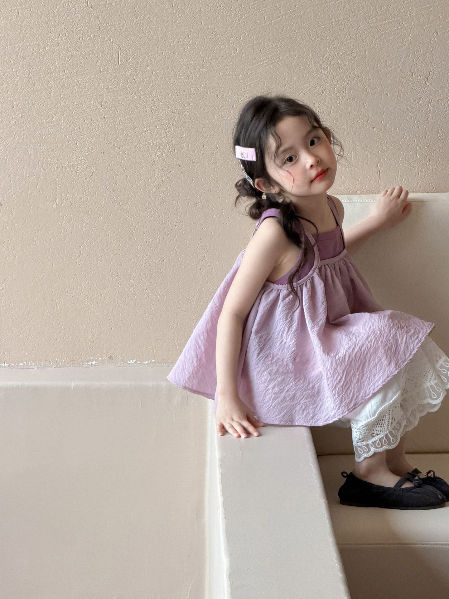 Girls Purple 3-Piece Wide Leg Set Summer 2026 – Summer Kids Fashion Nepal | Tudoholic