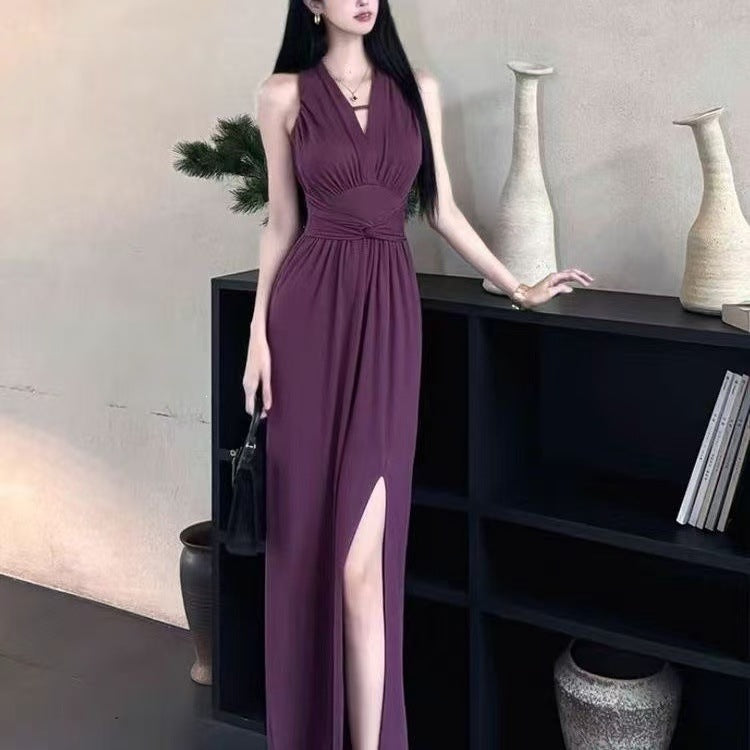 Pure Desire V-Neck Vest Dress Elegant Slim Summer Women